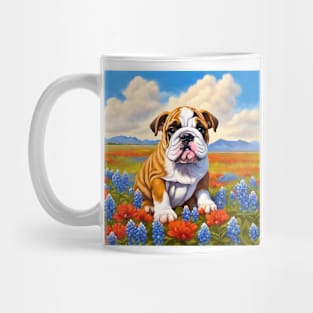 English Bulldog in Texas Wildflower Field Mug